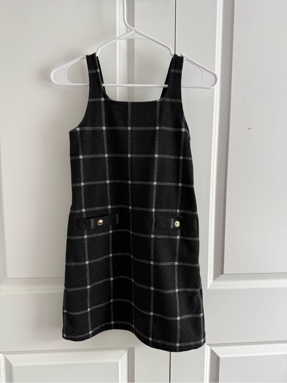 Abercrombie & Fitch Black and Gray Plaid Pinafore Dress